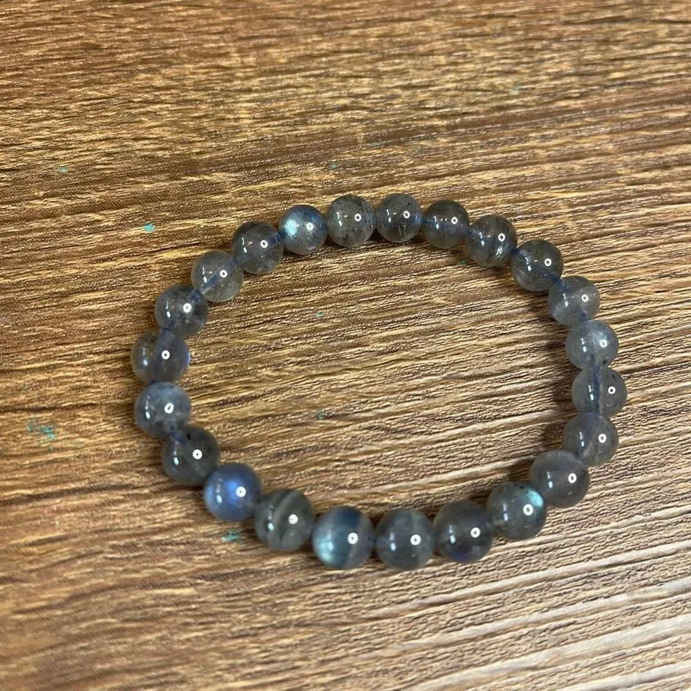 Labradorite high quality super flashy stretch beaded bracelet ONE new handmade